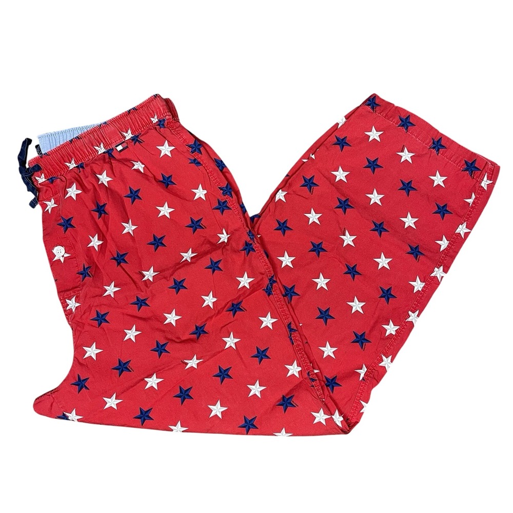 Tommy‎ Hilfiger Red Star Print Cotton Pajama Pants Medium Americana Sleepwear